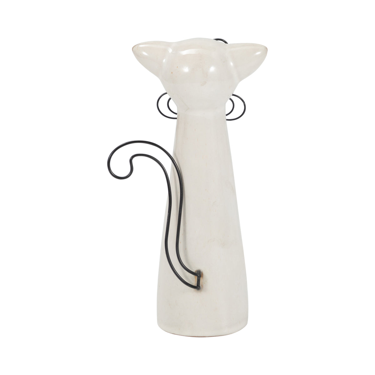 Montalvin Beige/White Small Ceramic Cat with Glasses
