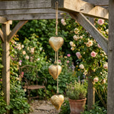 Pierce Gold Metal 3 Heart Bell Windchime