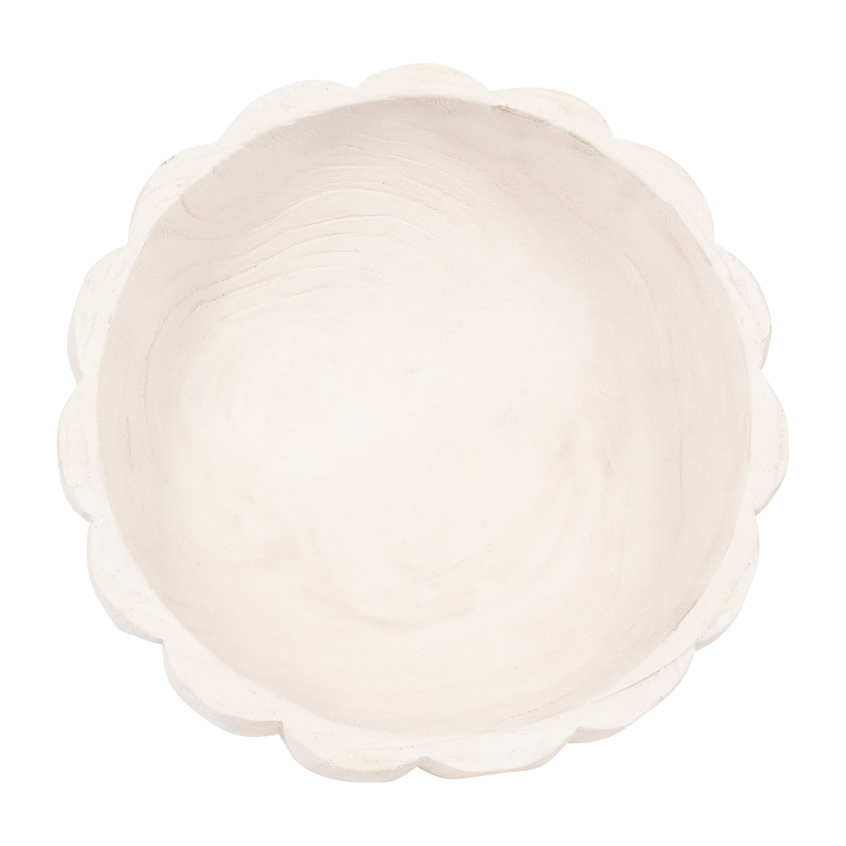 Nubieber White Wood Scalloped Bowl