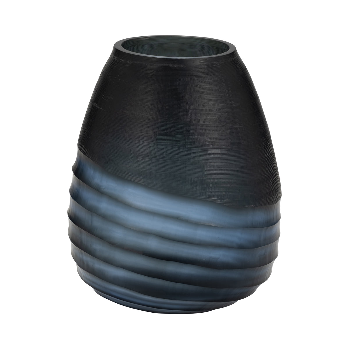 Paradise Cay Blue Glass Etched Vase