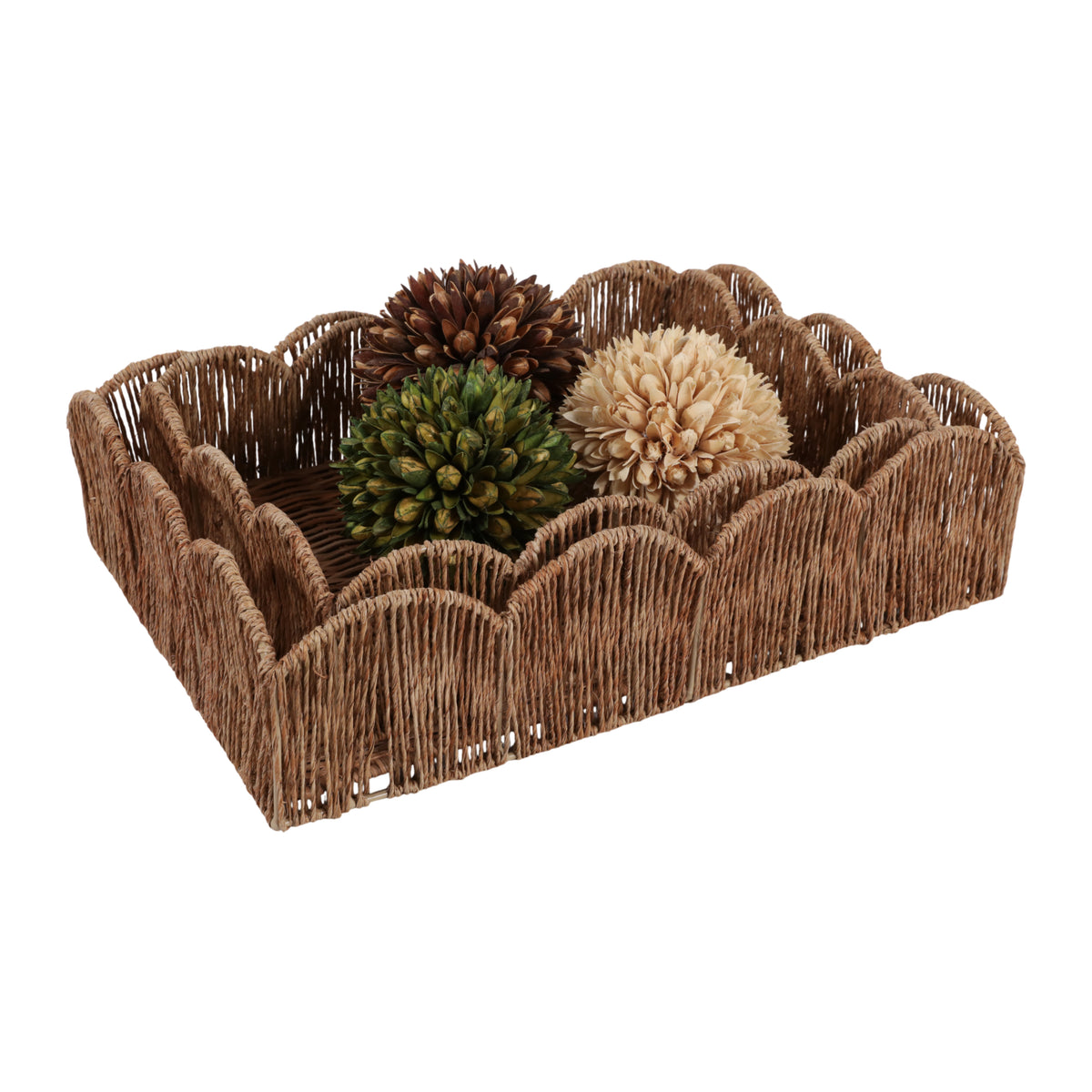 Yatesgrove Natural Petal Shape Rectangular Trays (Set of 2)