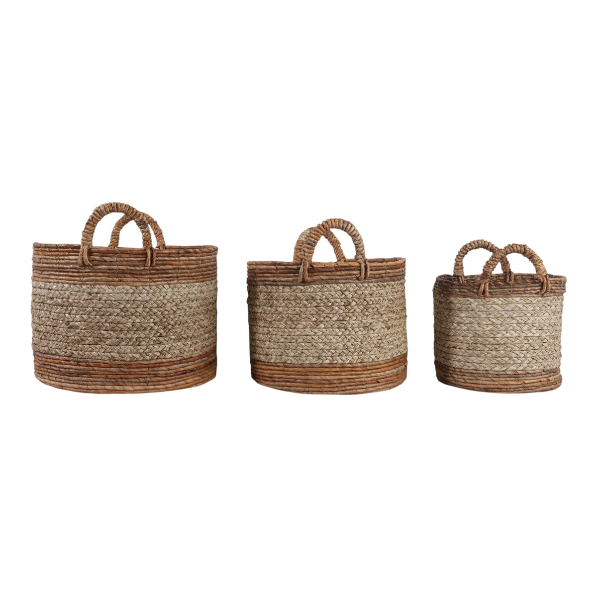 Valona Natural Banana Leaf and Seagrass Baskets (Set of 3)