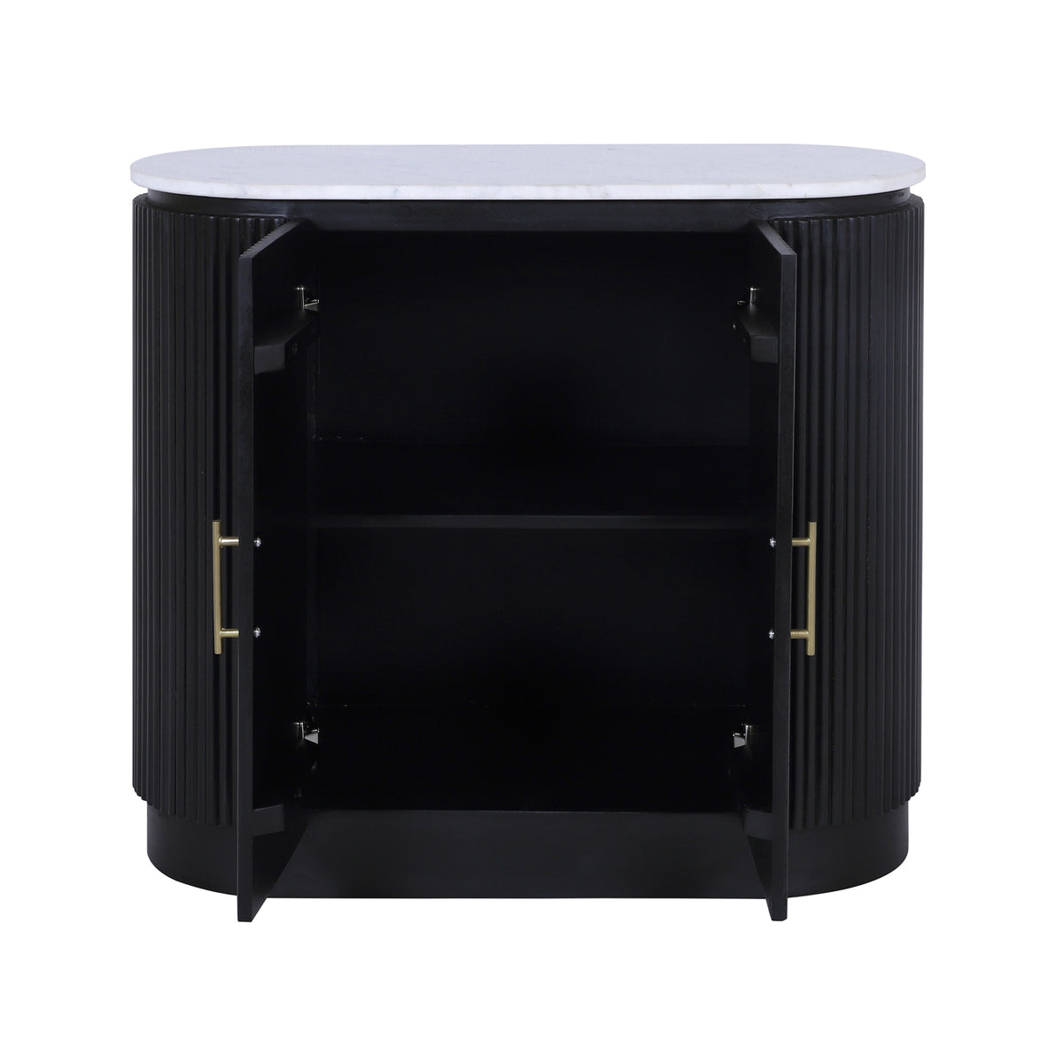 Squabbletown White/Black Fluted 2-Door Cabinet