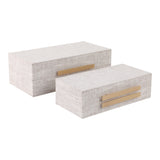 Mohawk White Rectangular Boxes with Double Hardware (Set of 2)