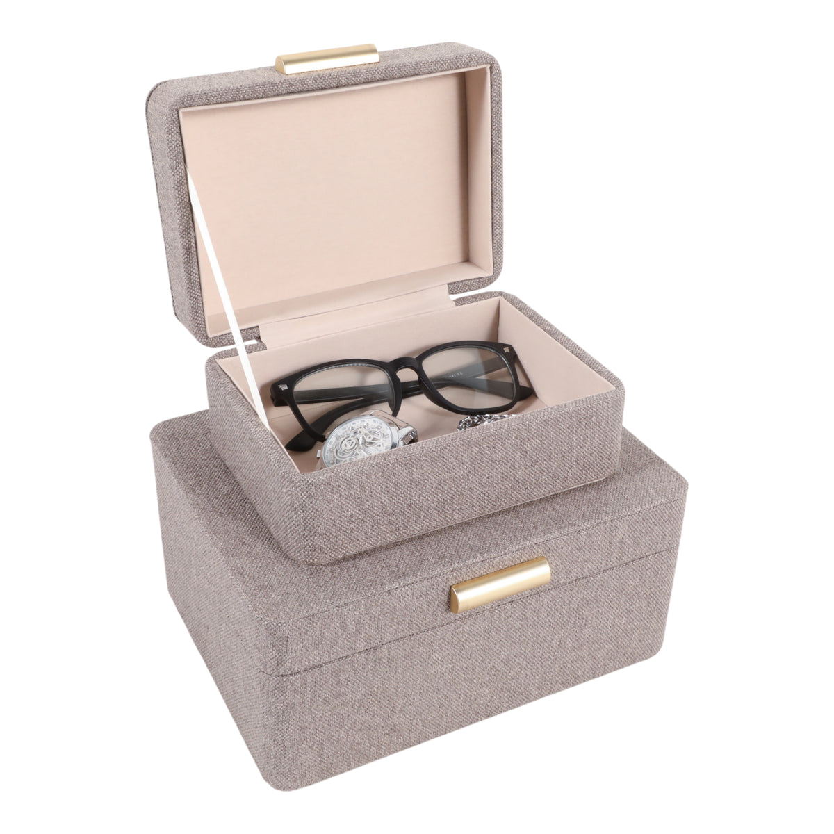 Evertonport Light Brown/Gold Rounded Corner Boxes (Set of 2)