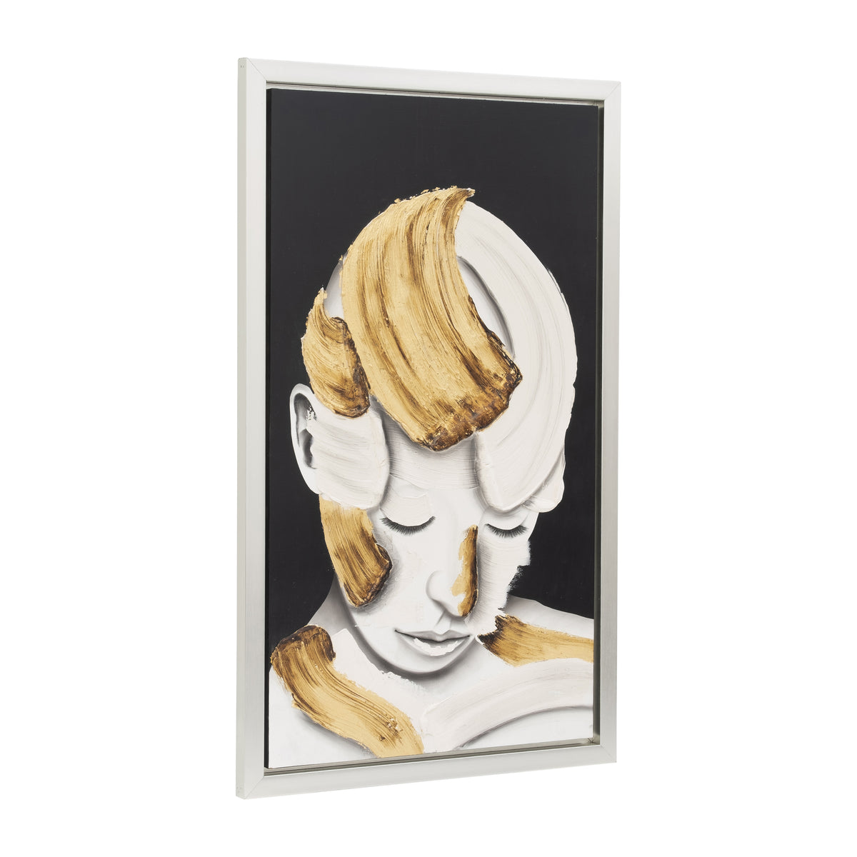 Copperopolis White/Gold Hand Painted Deep Thought Wall Art - 70298-01