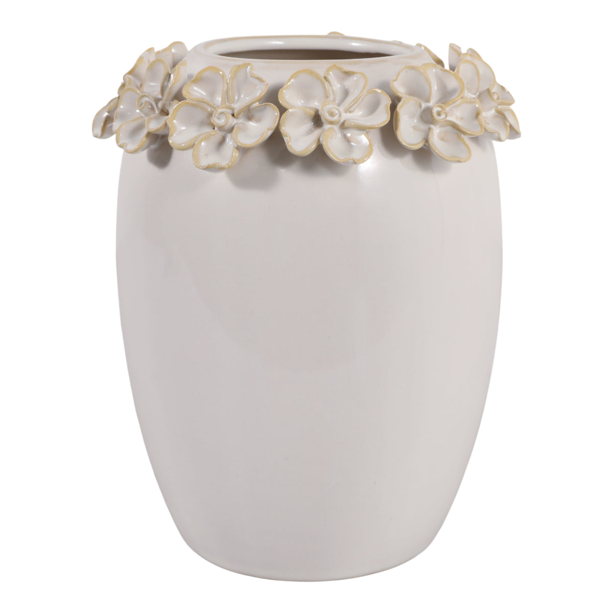 Hartley Ivory/Gold Floral Applique Vase