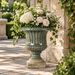 Harrisburg Green/Brown Urn Pedestal Planter