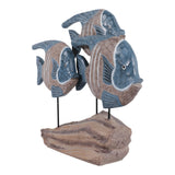 Las Lomas Blue/White/Natural 3 Fish Wood on Stand