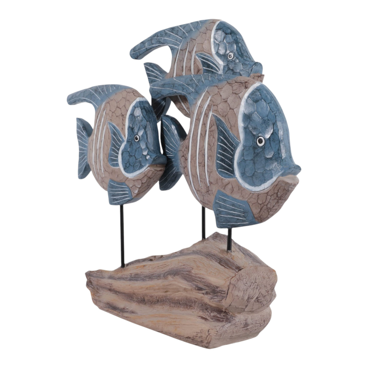 Las Lomas Blue/White/Natural 3 Fish Wood on Stand