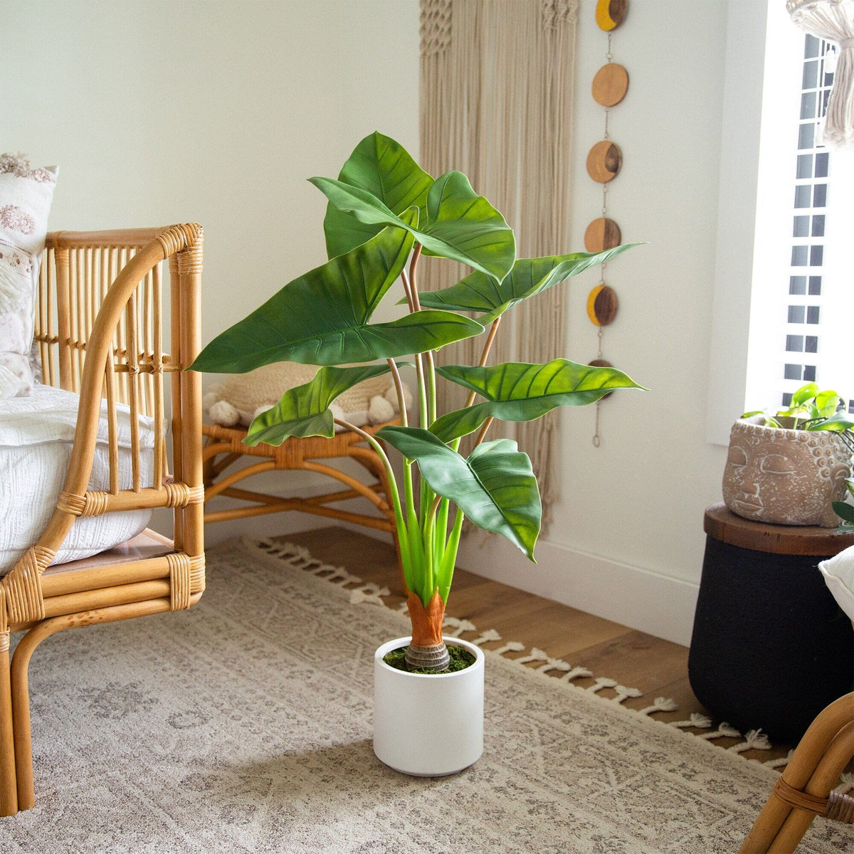 3.5’ Artificial Arrowhead Philodendron in White Decorative Planter