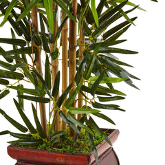 3.5’ Bamboo Tree in Wooden Decorative Planter - Ornate Home