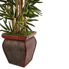 3.5’ Bamboo Tree in Wooden Decorative Planter - Ornate Home