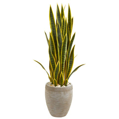 3.5’ Sansevieria Artificial Plant in Sand Colored Planter - Ornate Home