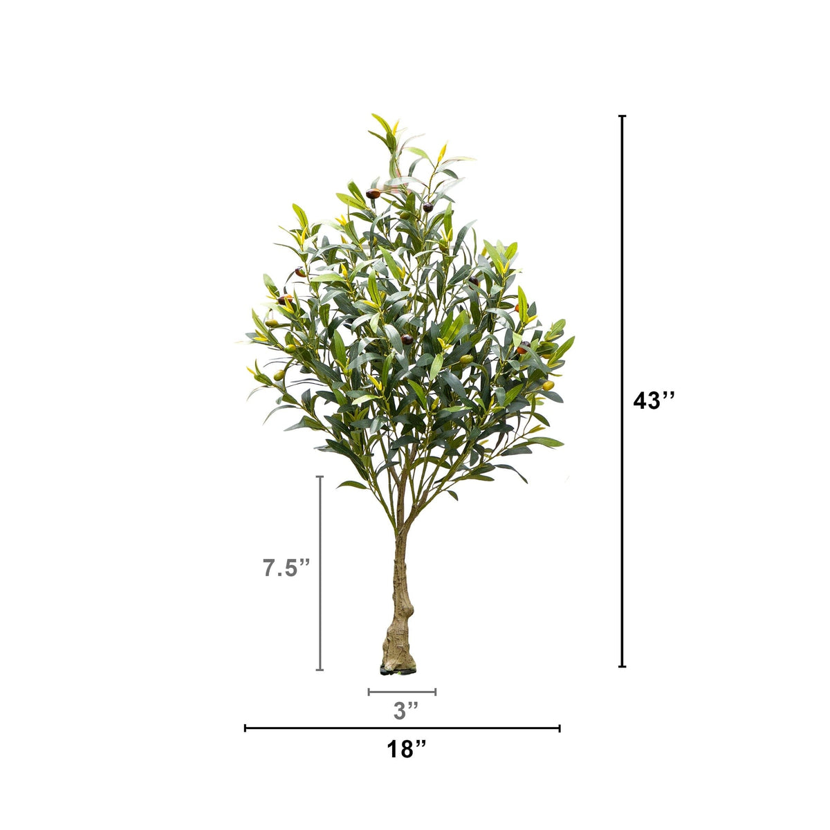 3.5' UV Resistant Artificial Olive Bush with Integrated Ground Stake (Indoor/Outdoor)