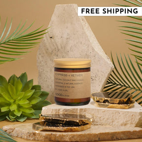 3.5oz Cypress + Vetiver Natural Coconut Apricot Wax Candle - Ornate Home