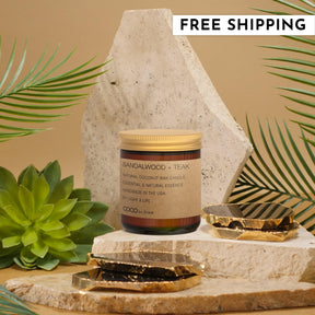 3.5oz Sandalwood + Teak Natural Coconut Apricot Wax Candle - Ornate Home