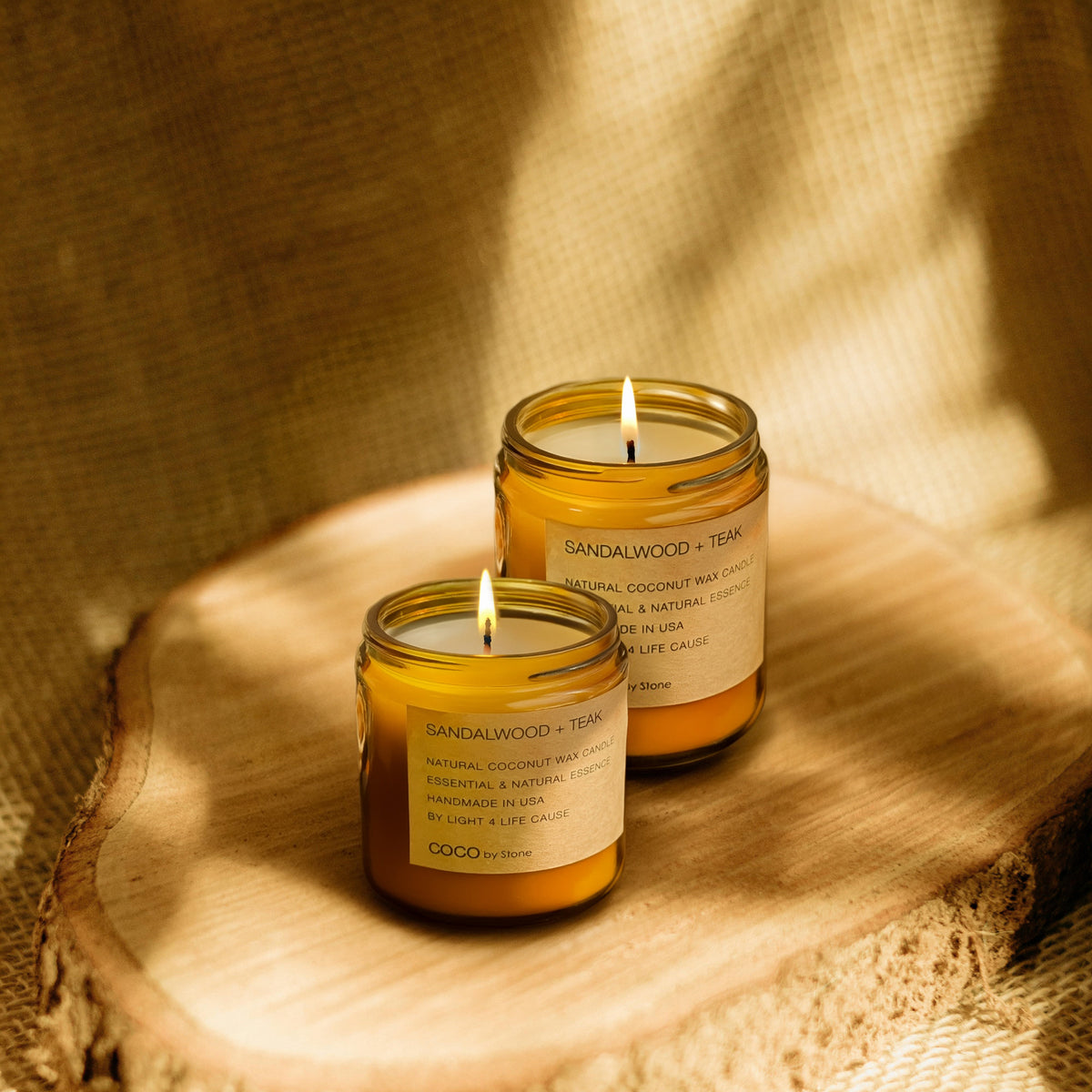 3.5oz Sandalwood + Teak Natural Coconut Apricot Wax Candle - Ornate Home