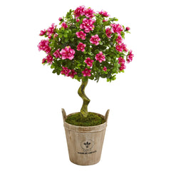 3’ Azalea Artificial Topiary Tree in Farmhouse Planter - Ornate Home
