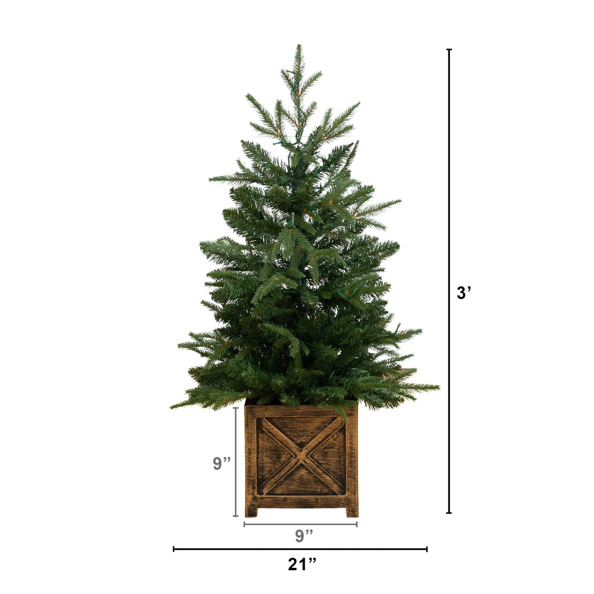 3’ Finland Fir Artificial Christmas Tree in Decorative Planter