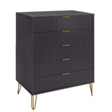 3-Piece DUMBO 5-Drawer Tall Dresser, DUMBO 3-Drawer Standard Dresser and DUMBO Nightstand 2.0 in Black - Ornate Home