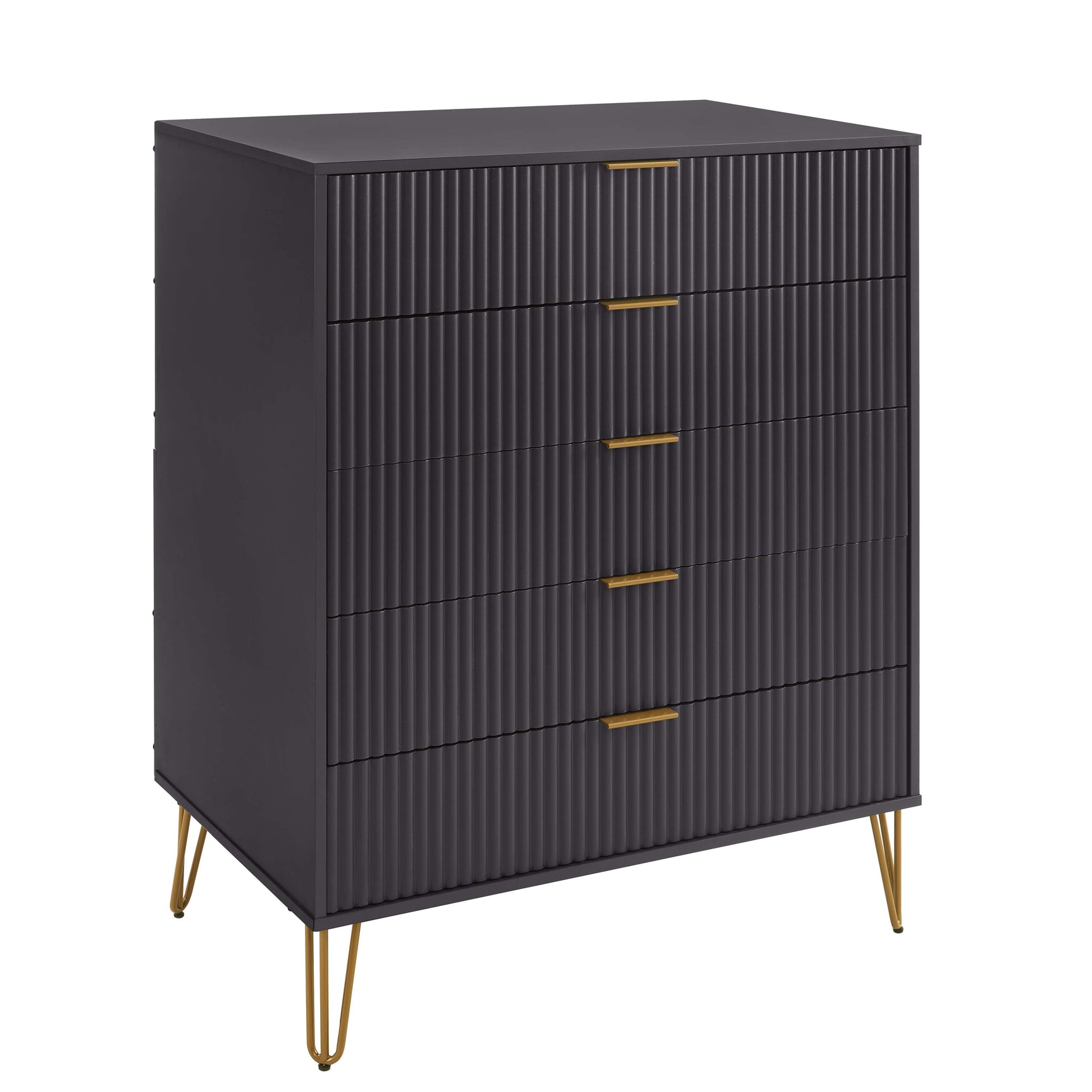 3-Piece DUMBO 5-Drawer Tall Dresser, DUMBO 3-Drawer Standard Dresser and DUMBO Nightstand 2.0 in Black - Ornate Home