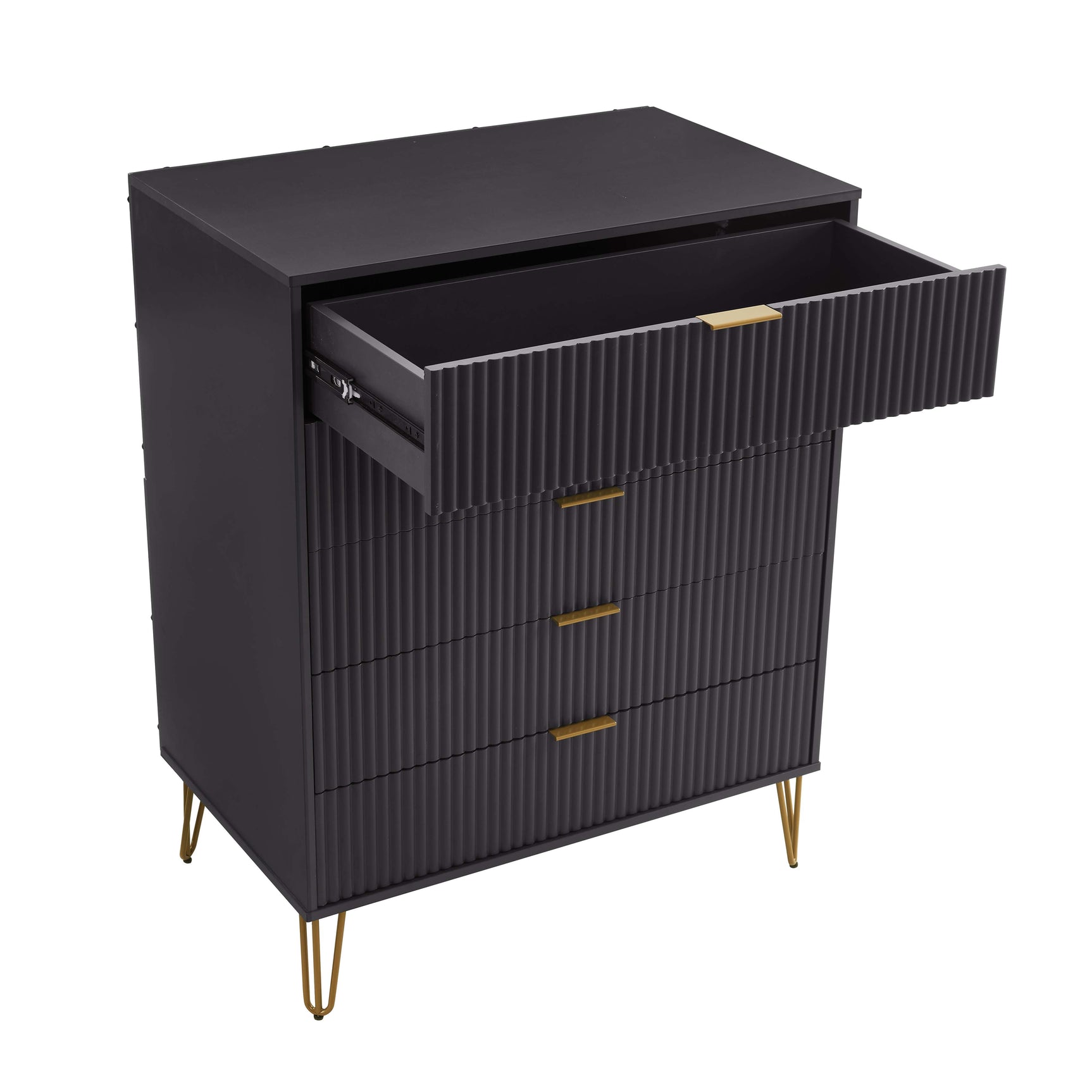 3-Piece DUMBO 5-Drawer Tall Dresser, DUMBO 3-Drawer Standard Dresser and DUMBO Nightstand 2.0 in Black - Ornate Home