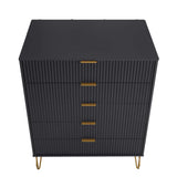 3-Piece DUMBO 5-Drawer Tall Dresser, DUMBO 3-Drawer Standard Dresser and DUMBO Nightstand 2.0 in Black - Ornate Home