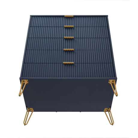 3-Piece DUMBO 5-Drawer Tall Dresser, DUMBO 3-Drawer Standard Dresser and DUMBO Nightstand 2.0 in Midnight Blue - Ornate Home