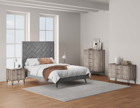 3-Piece DUMBO 5-Drawer Tall Dresser, DUMBO 3-Drawer Standard Dresser and DUMBO Nightstand 2.0 in Rustic Grey - Ornate Home