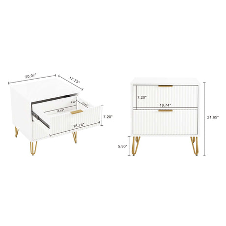3-Piece DUMBO 5-Drawer Tall Dresser, DUMBO 3-Drawer Standard Dresser and DUMBO Nightstand 2.0 in White - Ornate Home