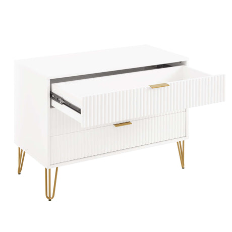 3-Piece DUMBO 5-Drawer Tall Dresser, DUMBO 3-Drawer Standard Dresser and DUMBO Nightstand 2.0 in White - Ornate Home