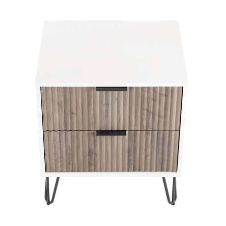 3-Piece DUMBO 5-Drawer Tall Dresser, DUMBO 3-Drawer Standard Dresser and DUMBO Nightstand 2.0 in White and Grey - Ornate Home