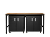 3-Piece Fortress Mobile Space-Saving Garage Cabinet and Worktable 1.0 in Charcoal Grey - Ornate Home