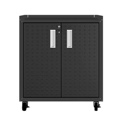 3-Piece Fortress Mobile Space-Saving Garage Cabinet and Worktable 1.0 in Charcoal Grey - Ornate Home