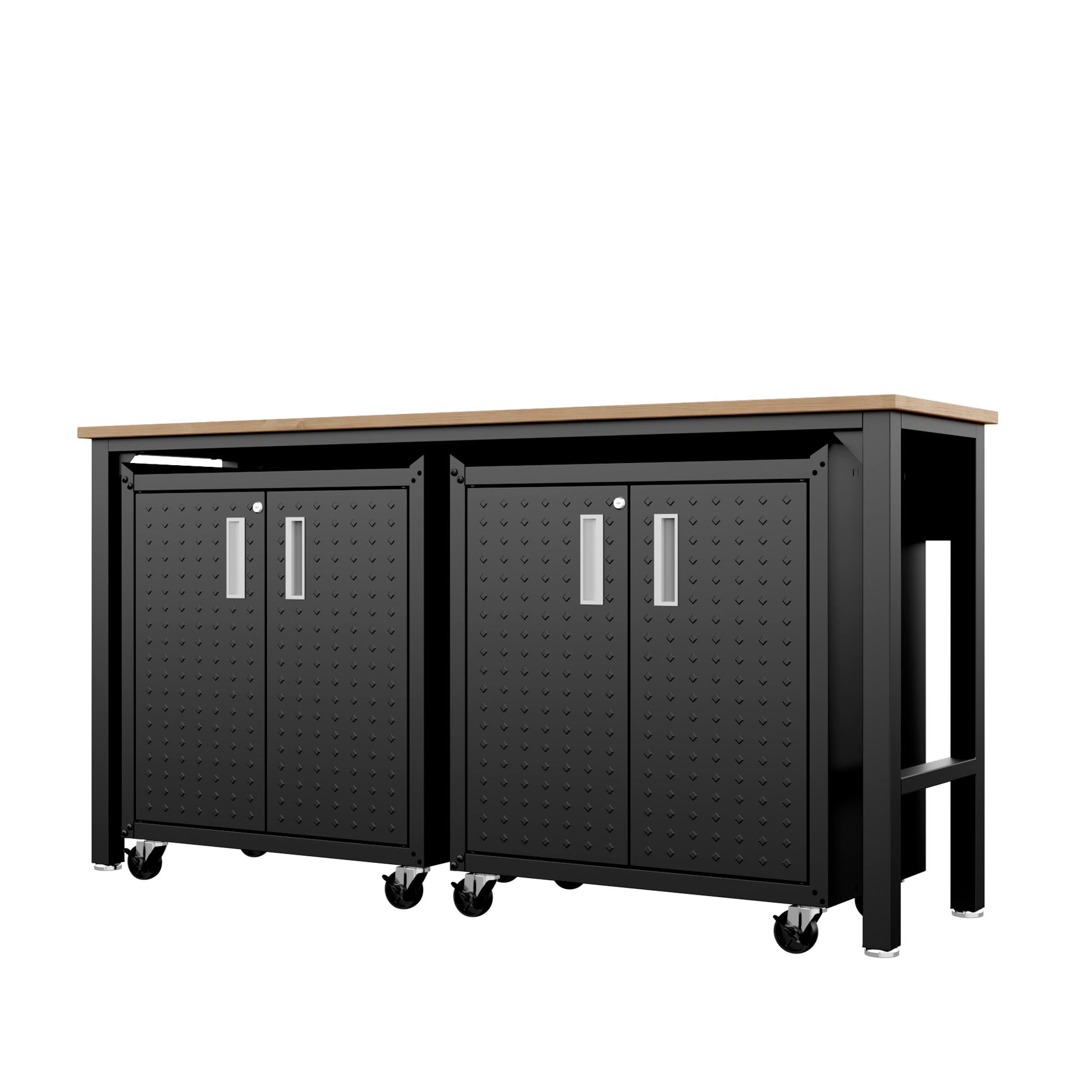 3-Piece Fortress Mobile Space-Saving Garage Cabinet and Worktable 1.0 in Charcoal Grey - Ornate Home
