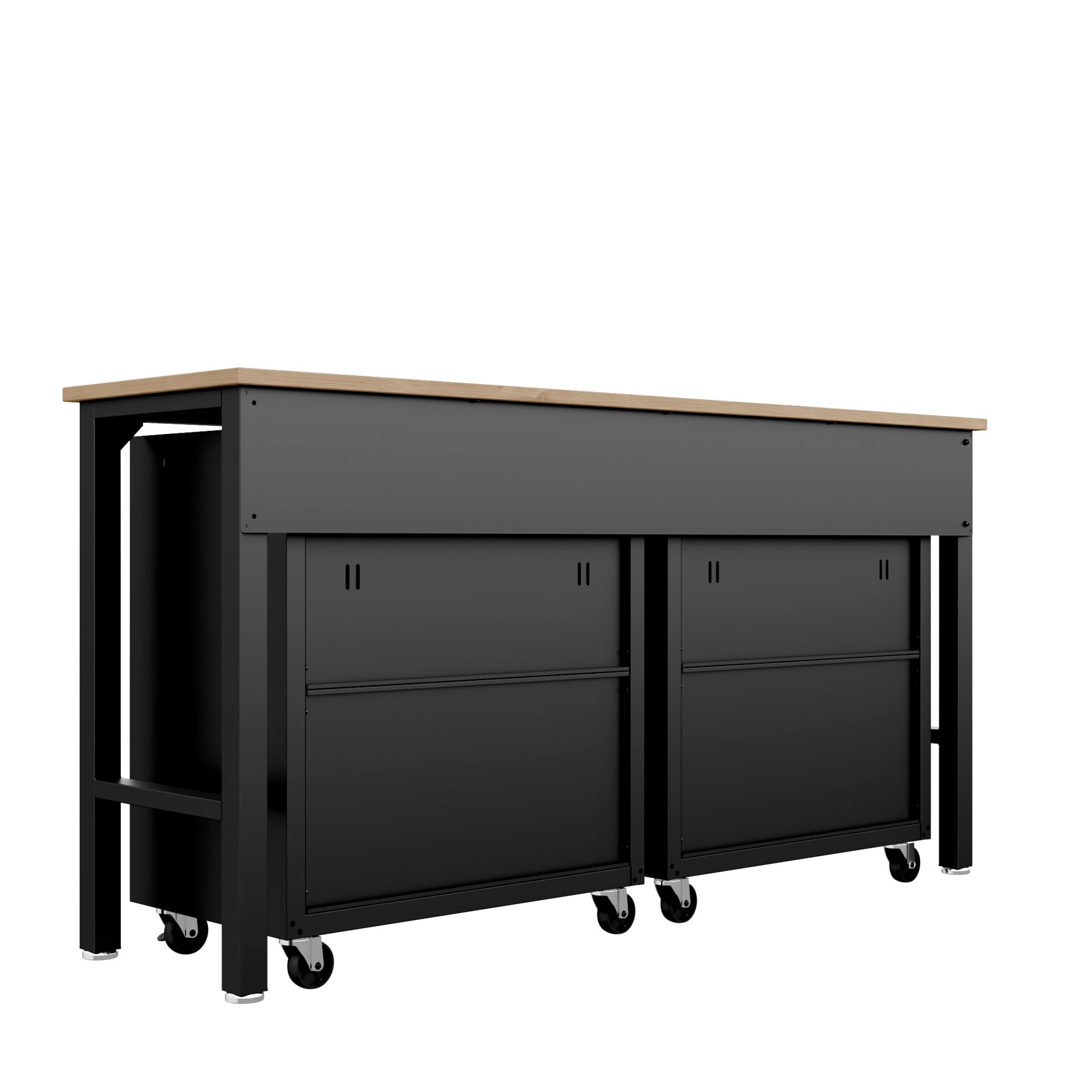 3-Piece Fortress Mobile Space-Saving Garage Cabinet and Worktable 1.0 in Charcoal Grey - Ornate Home