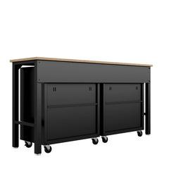 3-Piece Fortress Mobile Space-Saving Garage Cabinet and Worktable 1.0 in Charcoal Grey - Ornate Home
