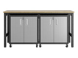3-Piece Fortress Mobile Space-Saving Garage Cabinet and Worktable 1.0 in Grey - Ornate Home