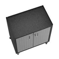 3-Piece Fortress Mobile Space-Saving Garage Cabinet and Worktable 1.0 in Grey - Ornate Home