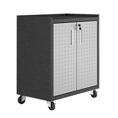 3-Piece Fortress Mobile Space-Saving Garage Cabinet and Worktable 1.0 in Grey - Ornate Home