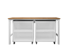 3-Piece Fortress Mobile Space-Saving Garage Cabinet and Worktable 1.0 in White - Ornate Home