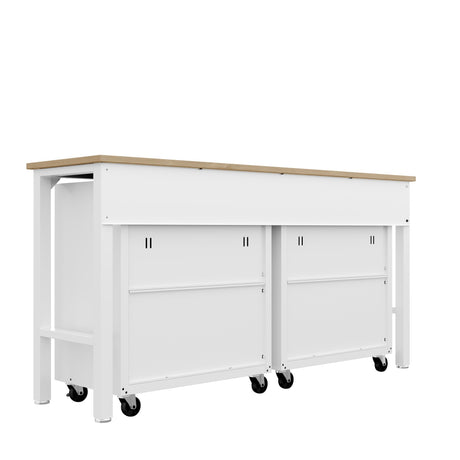 3-Piece Fortress Mobile Space-Saving Garage Cabinet and Worktable 1.0 in White - Ornate Home