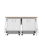 3-Piece Fortress Mobile Space-Saving Garage Cabinet and Worktable 1.0 in White - Ornate Home