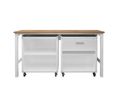 3-Piece Fortress Mobile Space-Saving Garage Cabinet and Worktable 2.0 in White - Ornate Home