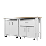 3-Piece Fortress Mobile Space-Saving Garage Cabinet and Worktable 2.0 in White - Ornate Home
