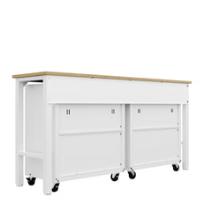 3-Piece Fortress Mobile Space-Saving Garage Cabinet and Worktable 2.0 in White - Ornate Home