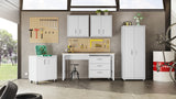 3-Piece Fortress Mobile Space-Saving Garage Cabinet and Worktable 2.0 in White - Ornate Home