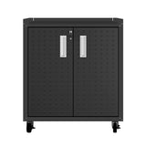 3-Piece Fortress Mobile Space-Saving Garage Cabinet and Worktable 3.0 in Charcoal Grey - Ornate Home