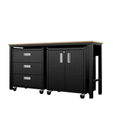 3-Piece Fortress Mobile Space-Saving Garage Cabinet and Worktable 3.0 in Charcoal Grey - Ornate Home